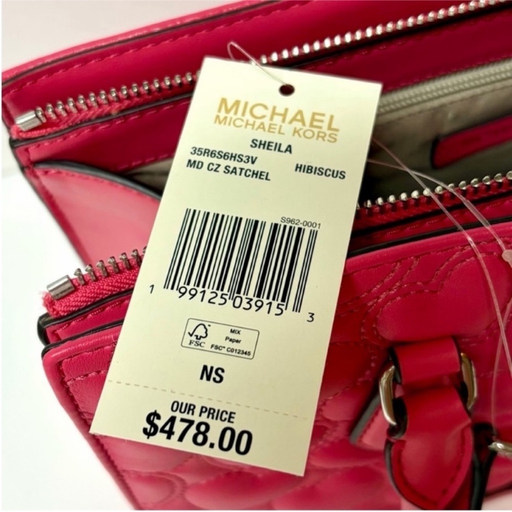 MICHAEL KORS Sheila Medium Heart Embroidered Satchel Crossbody - Picture 9 of 10